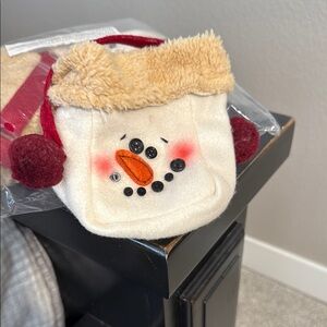 Snowman Plush Bag with Red and Cream Accents